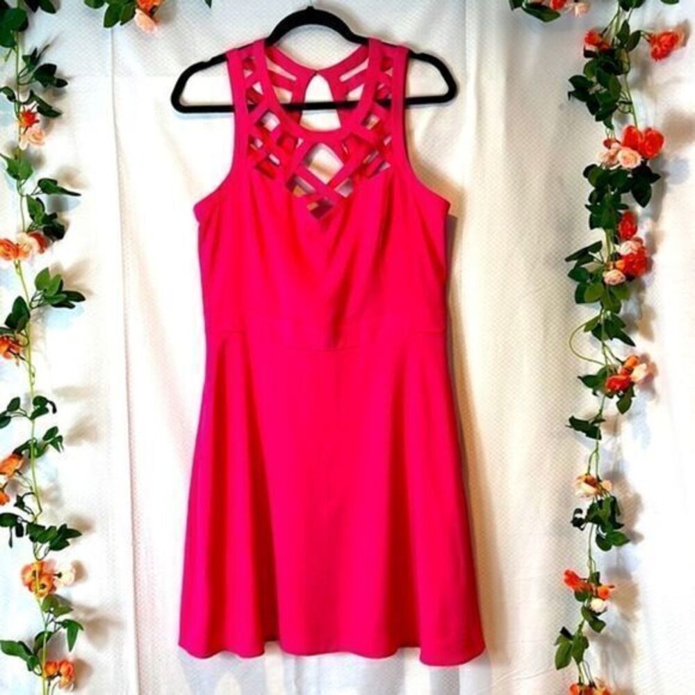 Guess Women's Lauren Pink Sleeveless Cage Yoke A-Line Dress‎ Size 14 RefHHH